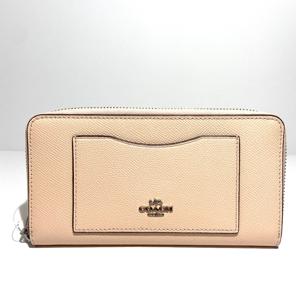 Coach Crossgrain Leather Accordion Zip Wallet- Light pink